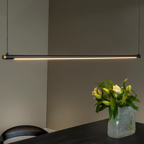 Lucide MARNIK - Suspension - Ø 2,5 cm - LED Dim. - CCT - 1x22W 2700K/4000K - Détecteur à balayage manuel - Noir | Premium - ambiance 1